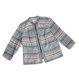 Adrianna Papell Woman 100% Silk Embellished Manderin Collar Jacket Size 20W.